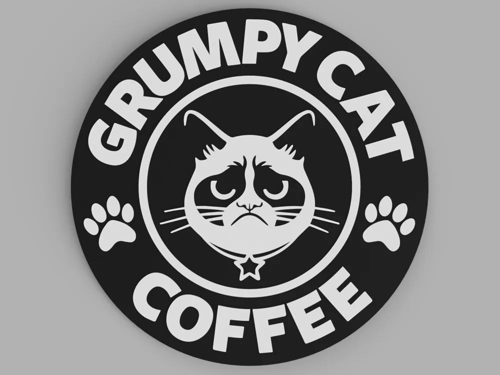 3D Printed Drinks Coaster- Grumpy Cat
