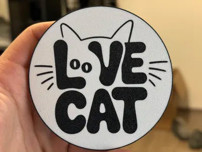 3D Printed Drinks Coaster- Love Cat