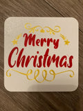 3D Printed Drinks Coaster- Merry Christmas Square
