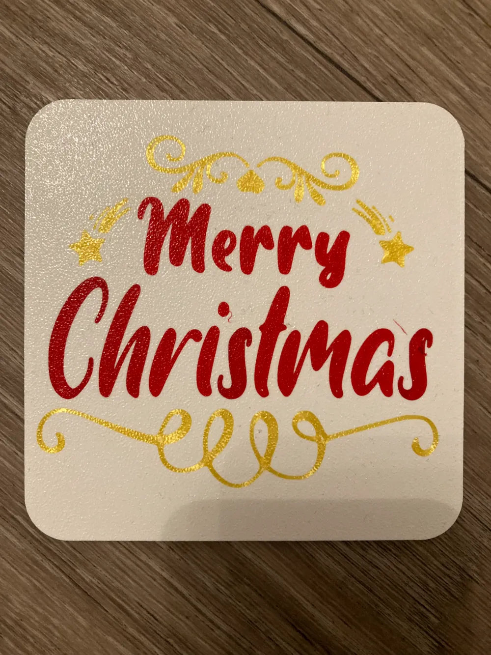 3D Printed Drinks Coaster- Merry Christmas Square
