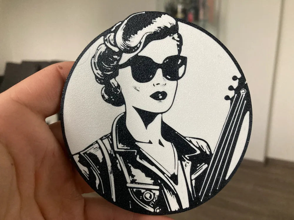 3D Printed Drinks Coaster- Lady & Guitar