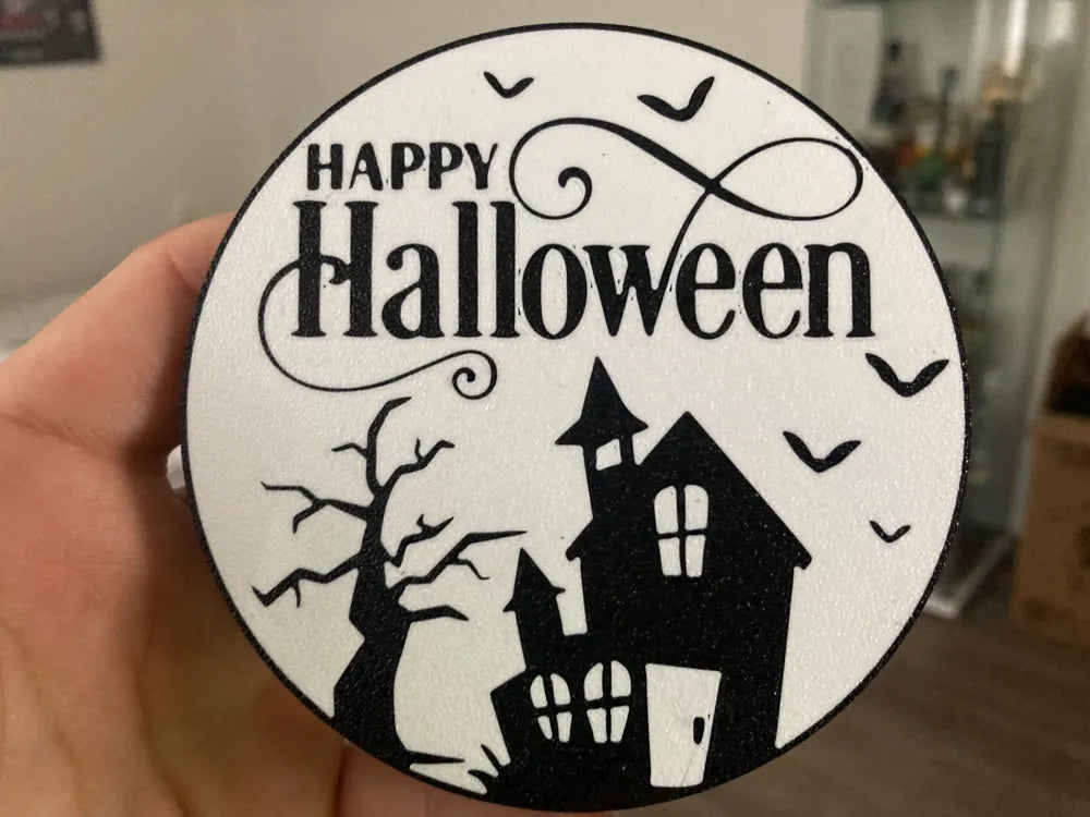 3D Printed Drinks Coaster- Happy Halloween