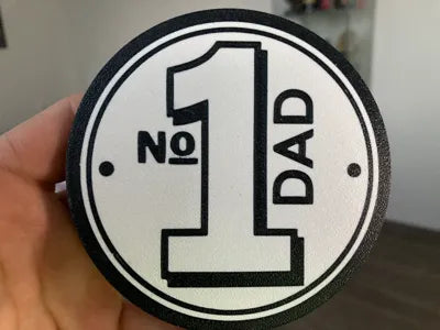 3D Printed Drinks Coaster- NO 1 Dad (thick border)