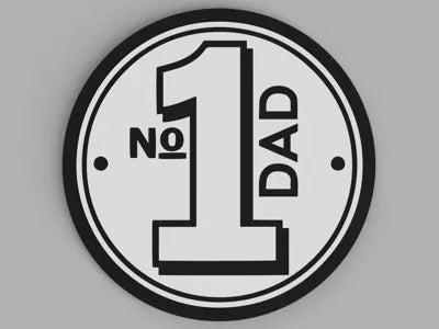 3D Printed Drinks Coaster- NO 1 Dad (thick border)