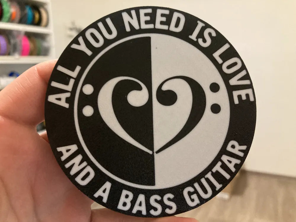 3D Printed Drinks Coaster- Bass Guitar