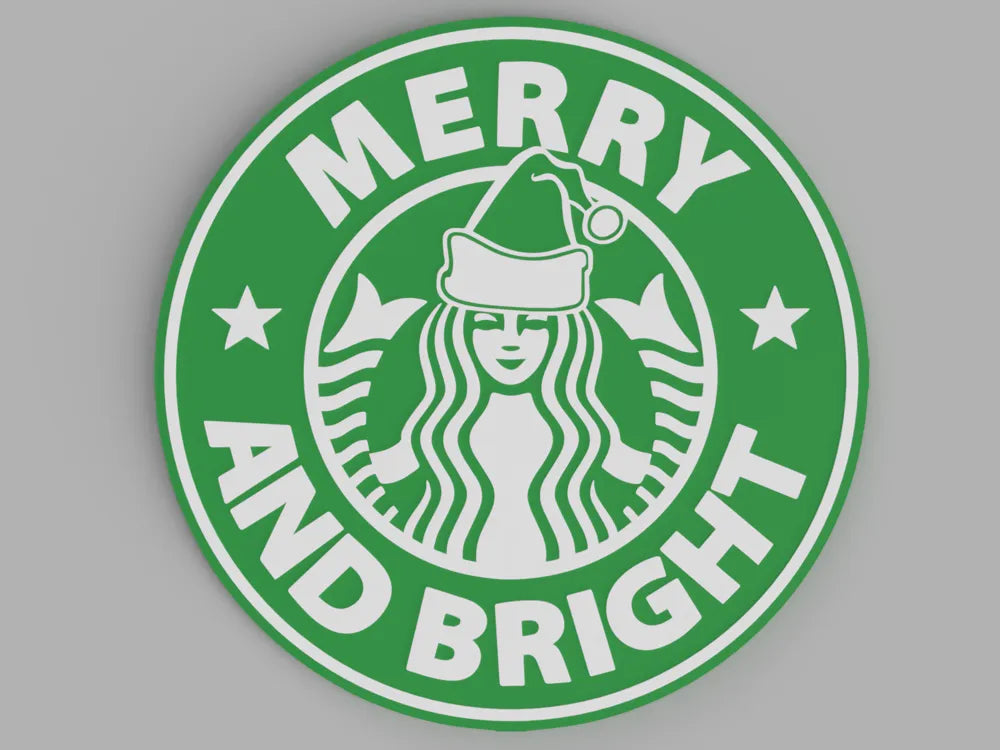 3D Printed Coaster- Merry & Bright
