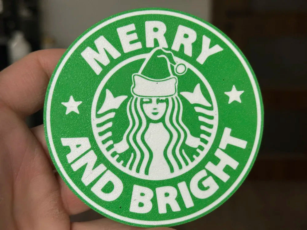 3D Printed Coaster- Merry & Bright