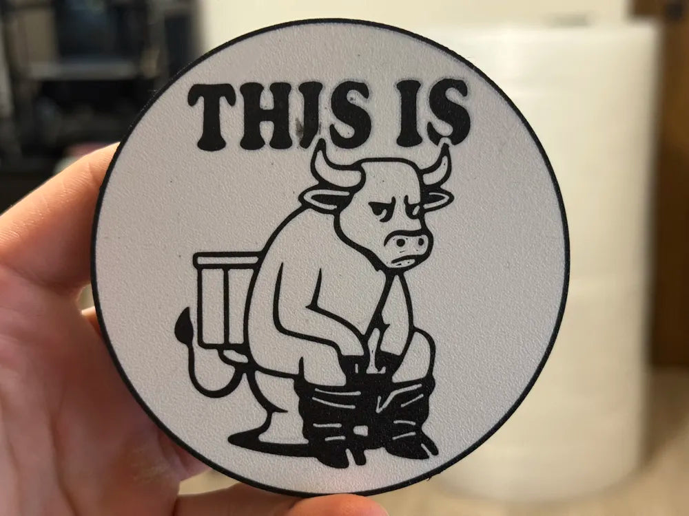 3D Printed Drinks Coaster- Bull on Toilet