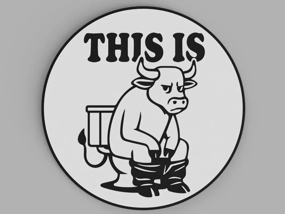 3D Printed Drinks Coaster- Bull on Toilet