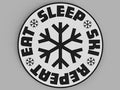 3D Printed Drinks Coaster- Eat, Sleep, Ski