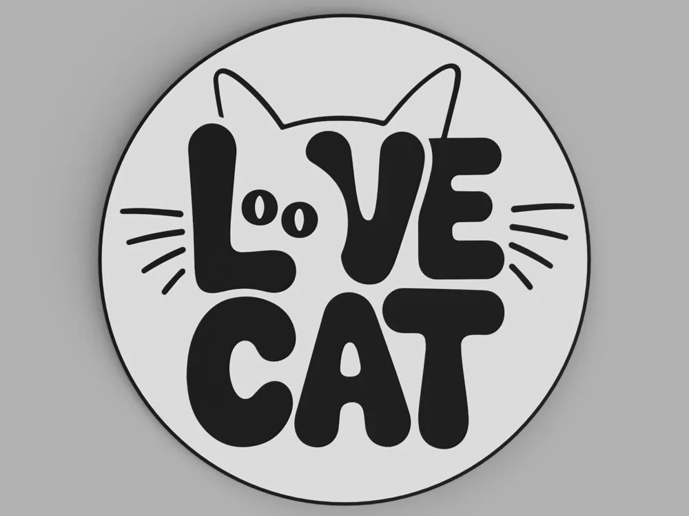 3D Printed Drinks Coaster- Love Cat
