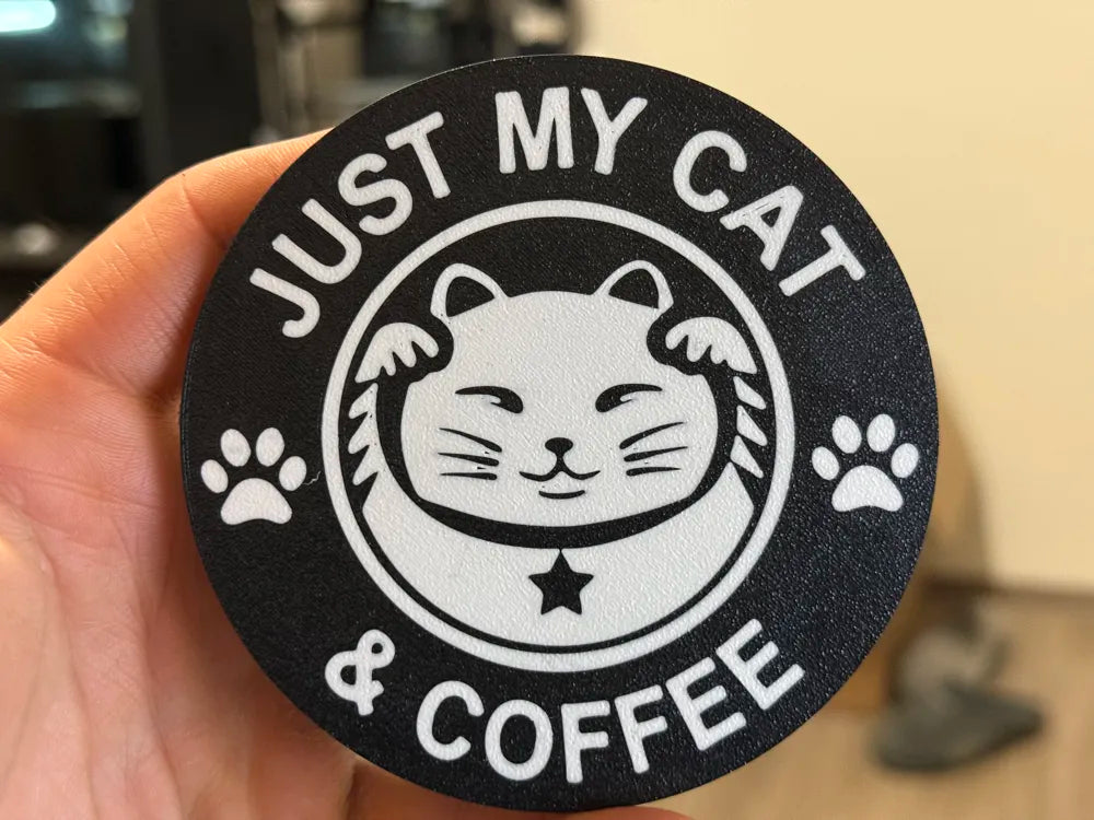 3D Printed Drinks Coasters- Cat & Coffee