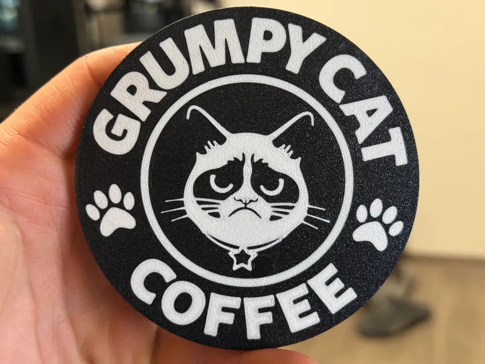 3D Printed Drinks Coaster- Grumpy Cat