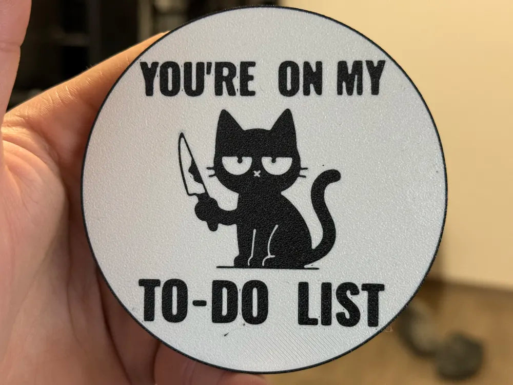 3D Printed Drinks Coaster- Cat To Do List